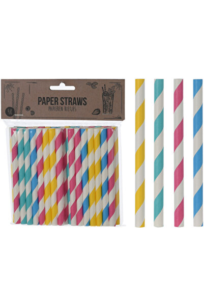 Excellent Houseware Set of 48 straws, paper, 12 cm, multicolor