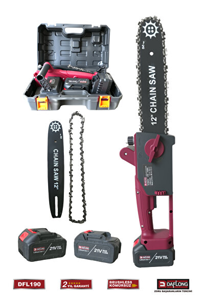 DAFLONG YAĞLAMALI 10 PİLLİ ÇİFT BATARYA 12 İNÇ CANAVAR BUDAMA MAKİNASI DFL-190