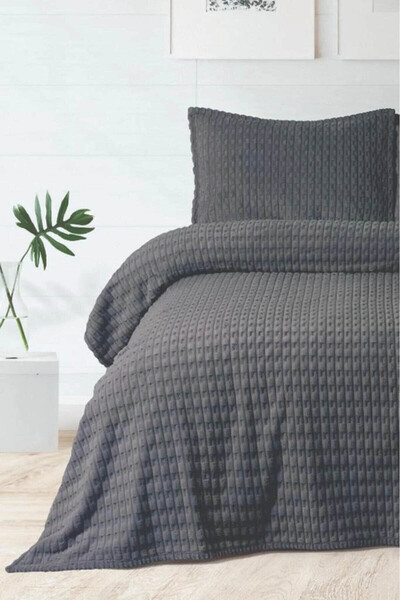 Merinos Modern Line Twist 2 Piece Single Blanket Set - Anthracite