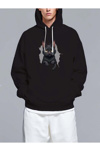 MIXSNOW سويت شيرت بغطاء رأس مطبوع قصة فضفاضة - نمط كاجوال عصري - هودي مريح بر...