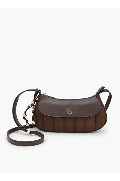 Celeste Panelled Crossbody Bag with Button Closure - H 12.5 cms