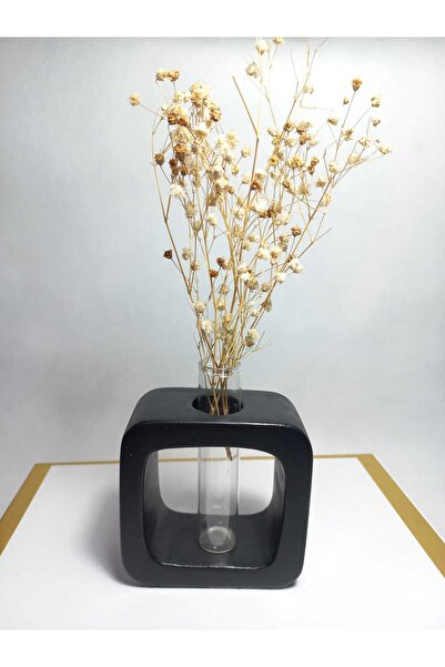 emilysamy مزهرية بسيطة، مزودة بأنبوب زجاجي (موديل مربع) مزهرية بيضاء مزخرفة