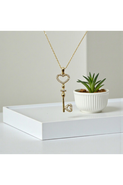 NOVA GRUP MÜCEVHERAT TAŞLI ANAHTAR KOLYE 14 AYAR ALTIN