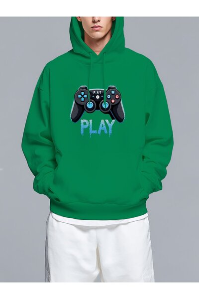 MIXSNOW سويت شيرت بغطاء رأس مطبوع قصة فضفاضة - نمط كاجوال عصري - هودي مريح بر...