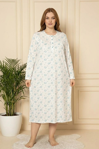 YXL COLLECTION Νυχτικό μαμάς με μακριά μανίκια από 100% βαμβάκι ελαφρύ