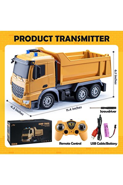 scntoys Oyuncak Uzaktan Kumandalı Şarjlı Hafriyat Kamyonu Sesli Işıklı 2.4 GHz Full Fonksiyonlu Kumandalı