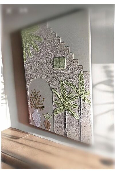 ArTiz Home Dokulu Alçı Tablo- El Yapımı 3 Boyutlu Kabartma Tablo(Palm)
