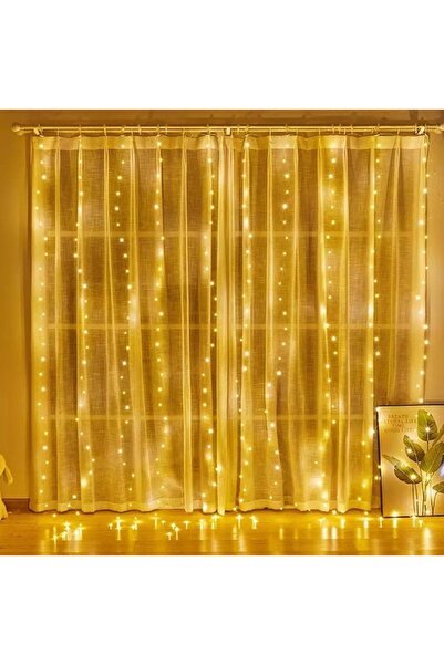 gaman 300 Ledli 15 Sarkıt Perde Led Işık-8 Fonksiyon, 3x3 Metre Günışığı Ledl...