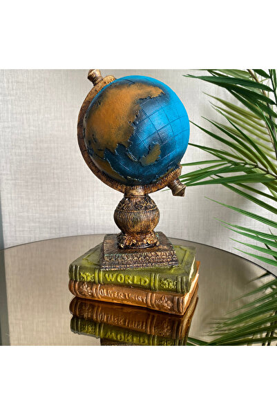 SZN DEKOR Kitap Üzeri Dünya Küre Dekoratif Heykel – Modern Masaüstü Biblo,Vin...