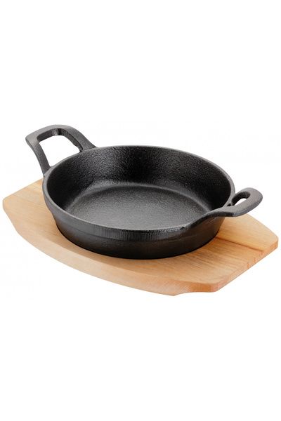 JUDGE Set de servire tapas Sizzle&Serve, fontă/lemn, 15x6,5 cm, negru/maro