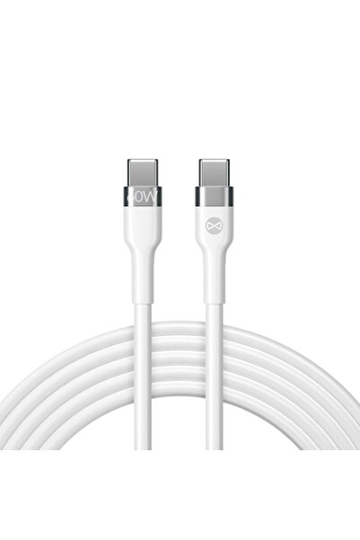 Forever Flexible charging and data transfer cable, USB-C to USB-C, 1.0 m, 60W, 3A, white