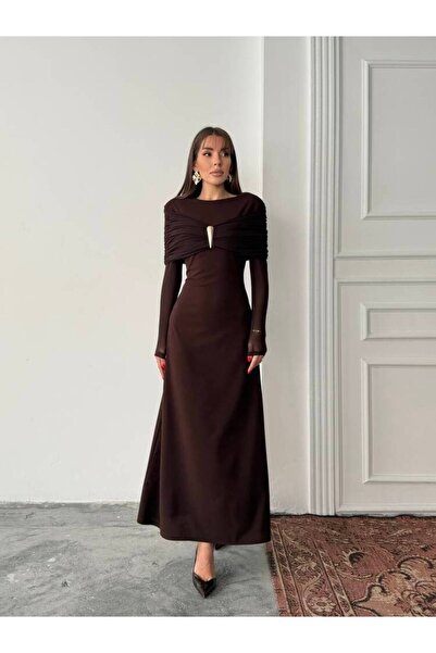 MAXMOOR AMELİA Maxi Elbise 3089 - Acı Kahve