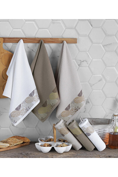 Şaheser Home Collection Pineapple 6’lı Jakarlı Mutfak Peçetesi, %100 Pamuklu ...