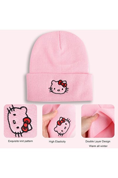 FG KONNİCHİWA Hello Kitty Face Pink Beanie