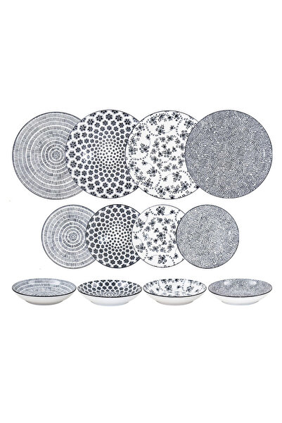 iBiLi Armonia dinnerware set, porcelain, 12 pieces, black