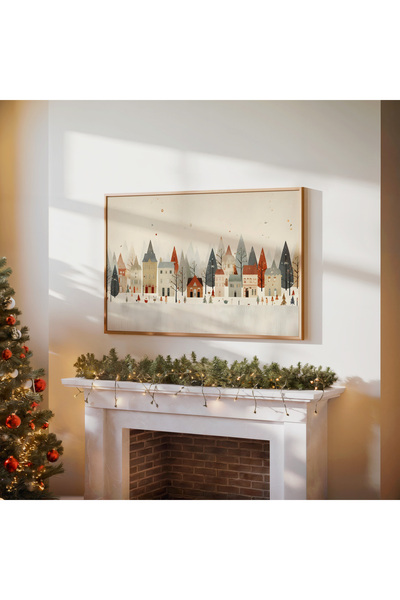 İkona Design Studio Yeni Yıl, Yılbaşı Temalı Ahşap Çerçeveli Poster Tablo Set...