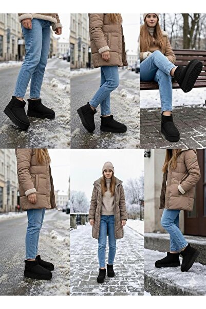 Bukond Women's Ankle Length Luxury Suede Fur Lined Winter Thick Sole Comfortable Boots