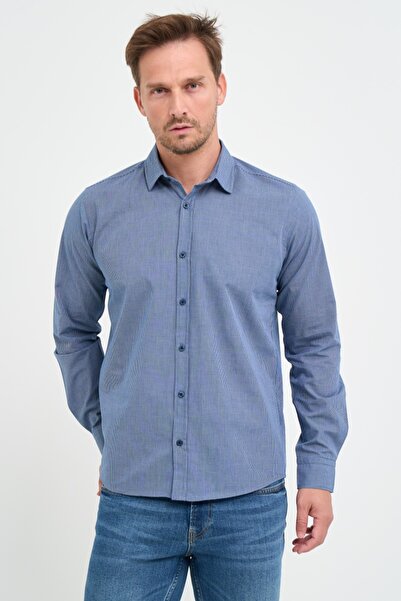 KVL by KENVELO Camasa barbat regular cu model si logo aplicat