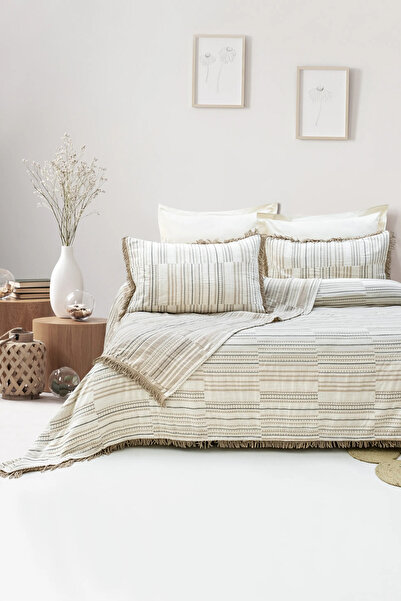 Şaheser Home Collection Set cuvertură de pat Lia Jacquard din muselină, cu te...