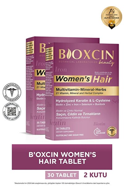 Bioxcin Womens Hair 30 Tablet x2 kutu - Keratin Kolajen Biotin Çinko Demir Se...