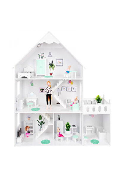 kinderplay Casuta de papusi din lemn cu 3 nivele LED-uri 118 cm Green