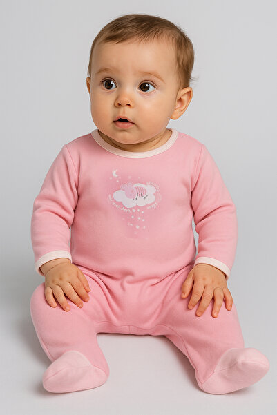 Lilo Co بدلة نوم مخملية للأطفال بتطريز غيوم - وردي