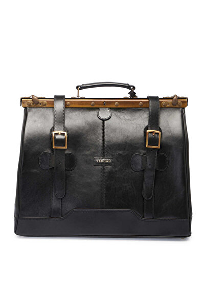 Tergan Siyah Hakiki Deri Unisex Seyahat Çantası - S1SC00002509-A97