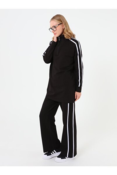 Benin Striped Detail Tracksuit Set - Black -