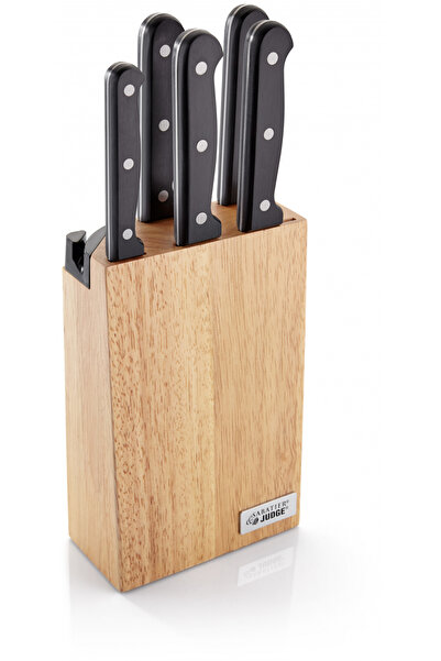 JUDGE Set de cuțite Sabatier IV cu suport, oțel inoxidabil, 34/7/14 cm, maro/...