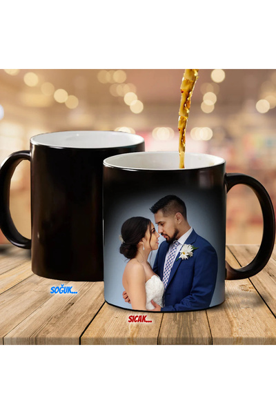 NATUREL Siyah Sihirli Kupa Kendin Tasarla Kişiye Özel Baskı