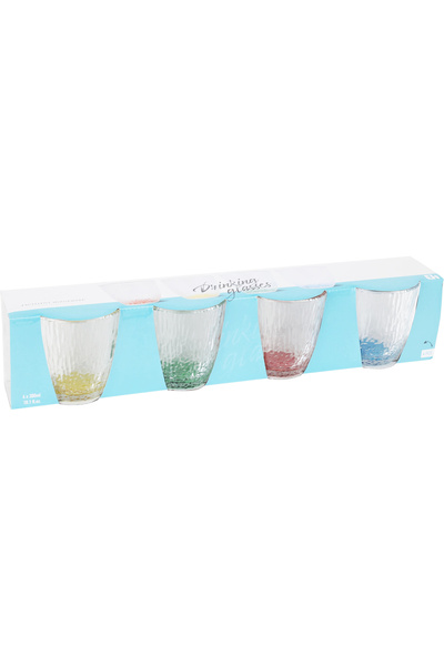 Excellent Houseware Set de 4 pahare, sticlă, 8,5x9 cm, 300 ml, transparent/mu...