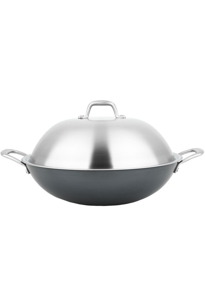 Carl Schmidt Sohn -Altena wok pan, cast iron, 36x10 cm, silver