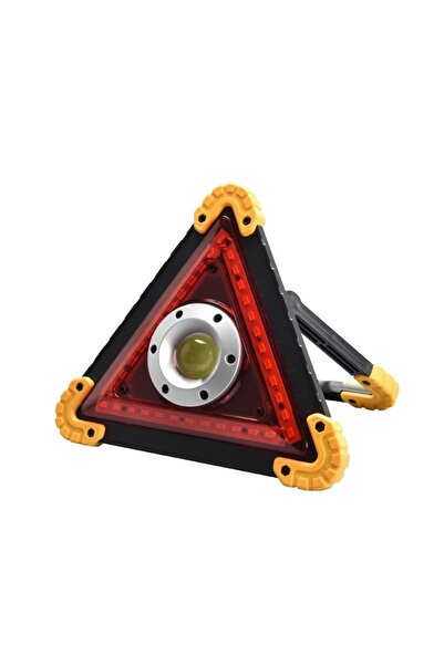 OEM Triunghi de avertizare, LED, 10W, alimentare pe baterii 2xAA, IP65, plastic, negru+rosu, 19.5x4 cm