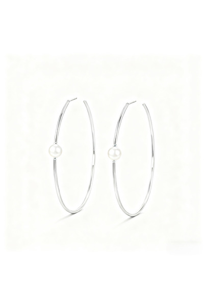 FASHION Murmur cercei rotunzi argintii cu perle – bijuterii elegante pentru f...