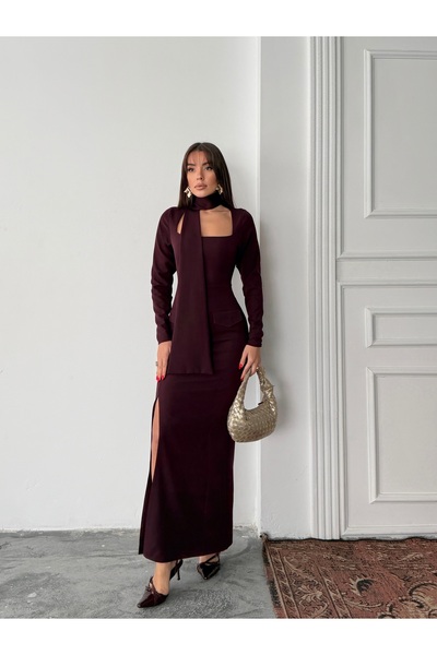 MAXMOOR ARİA Maxi Elbise 3090 - Bordo
