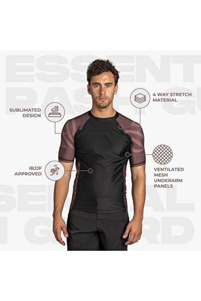 Sanabul Essential Short Sleeve Compression Shirt for Men (Medium, Brown)