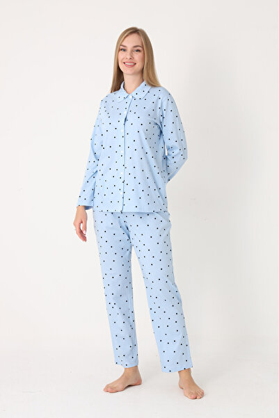 NBB 100% Cotton, Button Front, Polka Dot, Doll Collar, Women's Pajama Set, Polkadot