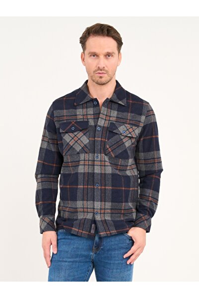 Lee Cooper Men's long-sleeved shirt with checkered pattern