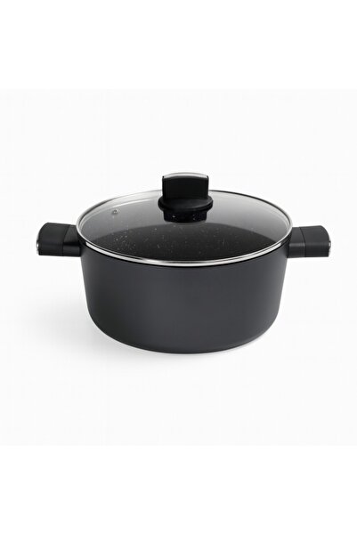 Zilan pot with lid, 4.6 L, marble, 5-layer, silicone handles, ZLN 0843, black