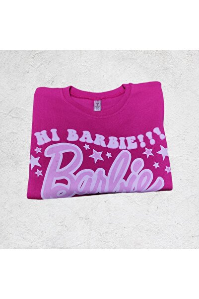 AhsenGiyim Kız Çocuk Barbie Baskılı Yazılı Kazak