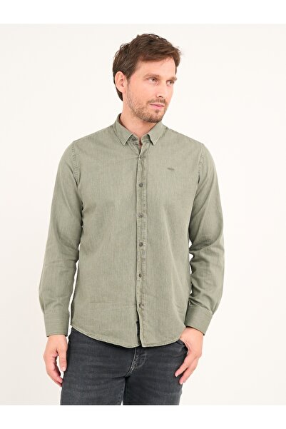 Lee Cooper Men's long-sleeved shirt in solid color