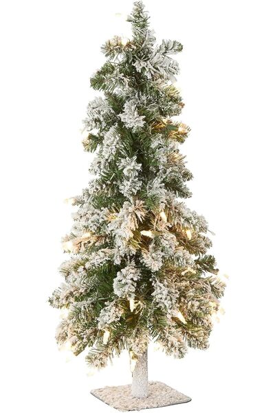 Generic شجرة عيد الميلاد الاصطناعية التي توضع على الطاولة، بطول 60 سم (قدمين)، مزودة بـ 50 مصباحًا تعمل بالبطارية وقاعدة من القماش.