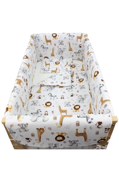 PRICHINDEL Set de lenjerie de pat 7 piese, Prichindel, bumbac, girafă, 120x60 cm