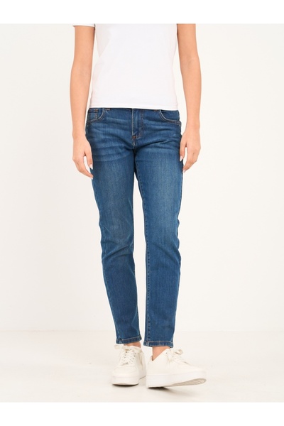 KVL by KENVELO Blugi dama boyfriend cu aspect decolorat