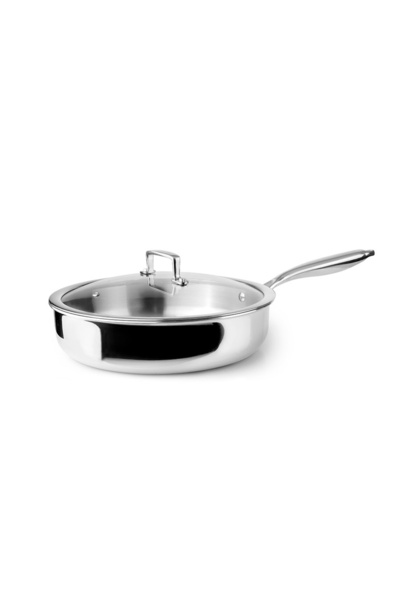 iBiLi Triply frying pan with lid, stainless steel/aluminum, 24 cm, silver