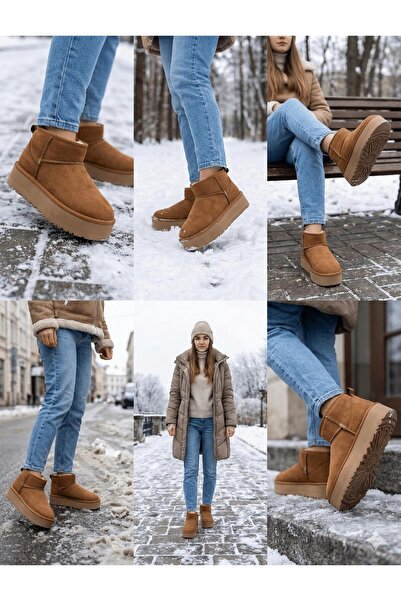 Bukond Women's Ankle Length Luxury Suede Fur Lined Winter Thick Sole Comfortable Boots