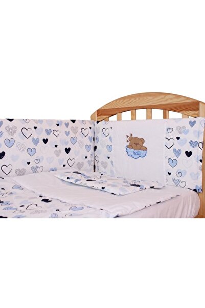PRICHINDEL Set de lenjerie de pat cu 5 piese, Hello, albastru, 120 x 60 cm