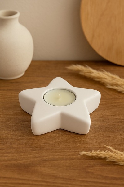 bikoku Doğal El Yapımı Yıldız Şekilli Mumluk-Dekoratif Mumluk-Mumlar Dahil