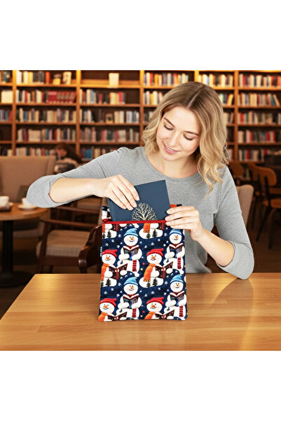 woodycord Χειροποίητη θήκη για βιβλία και tablet με τρισδιάστατο χιονάνθρωπο ...