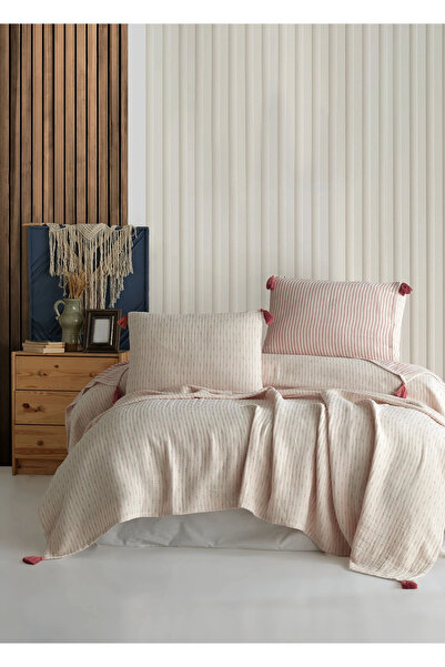 Şaheser Home Collection Σετ κουβερλί ζακάρ μουσελίνας, με λεπτομέρεια φούντας...